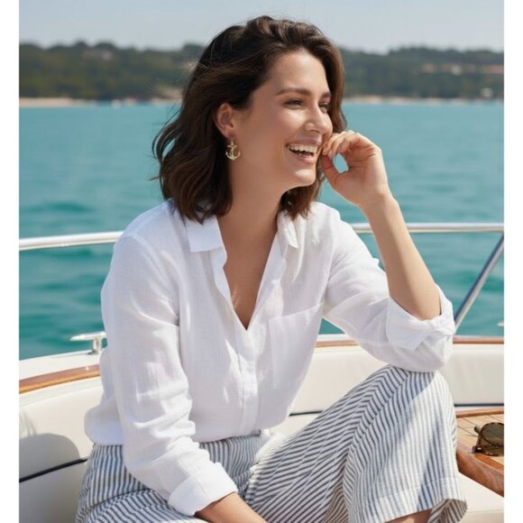 Vintage Avon Gold Red Enamel Navy Anchor Nautical Clip On Earrings - Picture 2 of 8